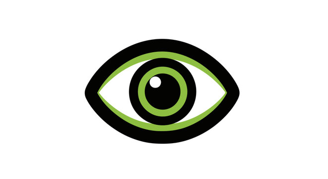 Green eye with black outline.