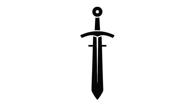 Vector illustration&nbsp;of minimalist black sword icon vector illustration on a transparent background