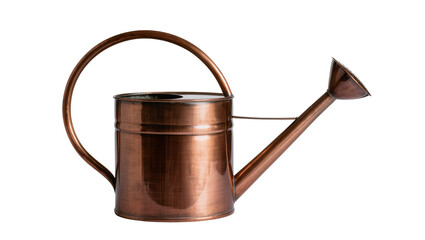 Antique copper watering can with arched handle and spout, isolated on transparent background © Emilija