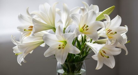 Fototapeta premium A bouquet of white lilies in a vase.