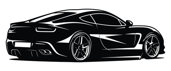 Fototapeta premium Modern black sports car silhouette with sleek futuristic design