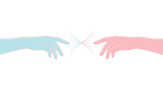 Two hands reaching for each other.
