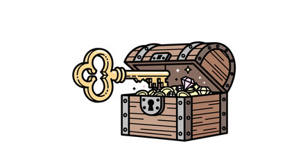 Treasure chest filled with gold coins. © Kasdo