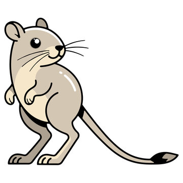 Cute Desert Jerboa Jumping Rodent in Flat Design Clipart Isolated on a Transparent Background