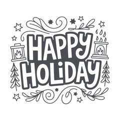 Obraz premium Decorative Happy Holiday Greeting Typography and Ornament Design