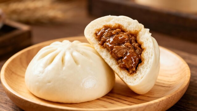 Steamed bun with meat filling