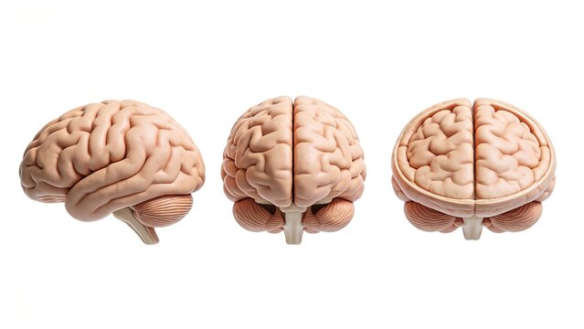 Three views of a brain model
