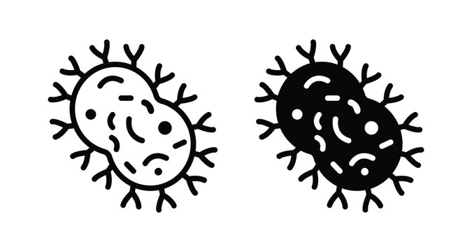 Bacteria or microbes icon set. Set of black germ or microbial icons.. Good for educational or medical purpose Vector illustration.