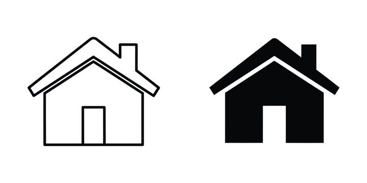 Contrast between simple line drawing and filled house icons