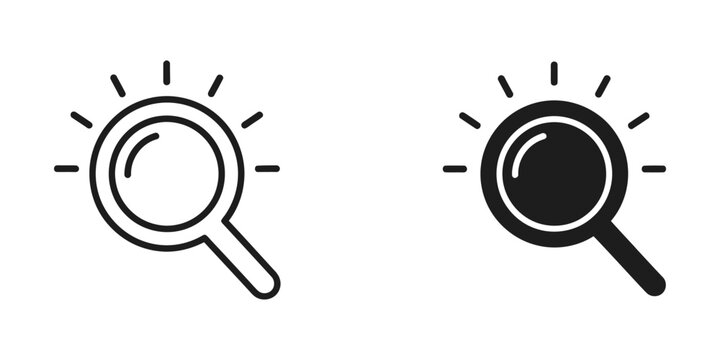 Illustration of magnifying glasses with and without a light bulb effect
