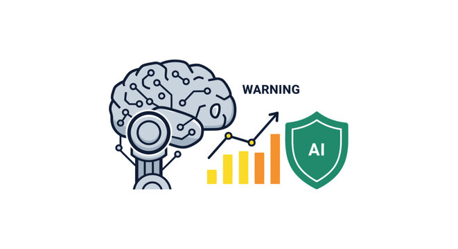 Artificial Intelligence Brain Warning Symbol.