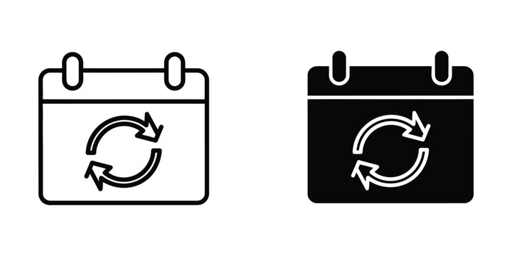 Contrasting calendar icons with circular arrows indicating different states of activity or availability