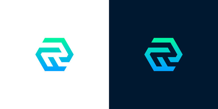 Modern abstract geometric logo design with gradient colors representing technology and innovation