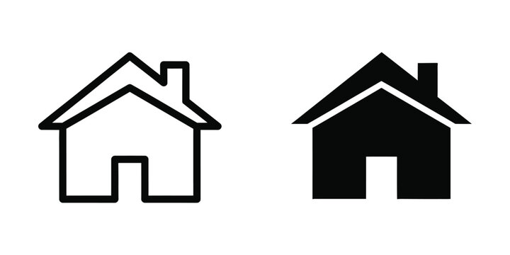 Contrasting styles of simple house icons with different fill appearances