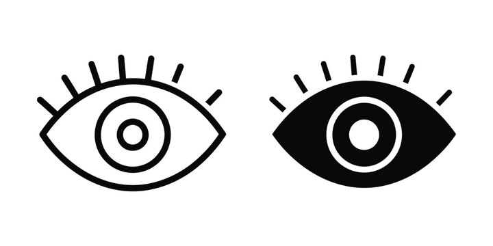 Contrasting illustration of eyes with different fill styles and laser pointer effects