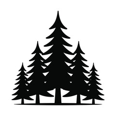 Fototapeta premium Group of pine trees forest silhouette graphic icon