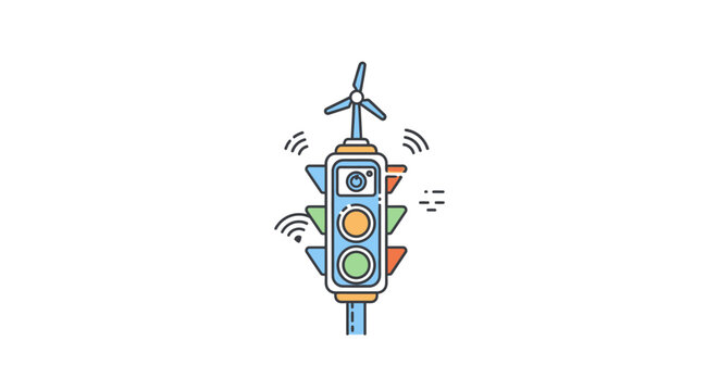 Traffic Light with Solar Panel.
