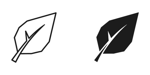 Contrast between an outlined leaf and a filled leaf drawing. © Kalam