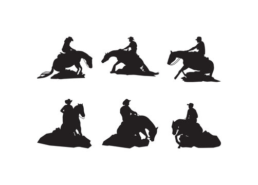 Reining Horse vector bundle, Reining Horse clipart, Reining Horse silhouette.