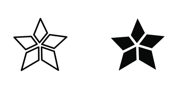 Contrasting geometric star designs with filled and unfilled sections in black and white