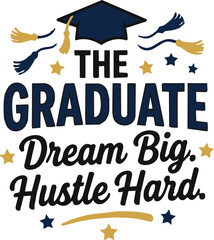 Obraz premium Graduation cap with tassels and motivational text