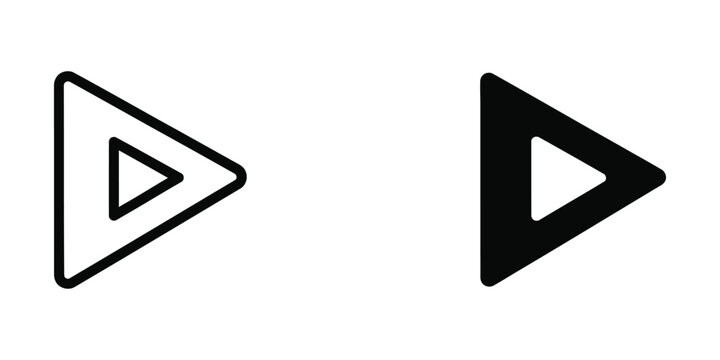 Contrasting filled and outlined play button icons with a triangular shape