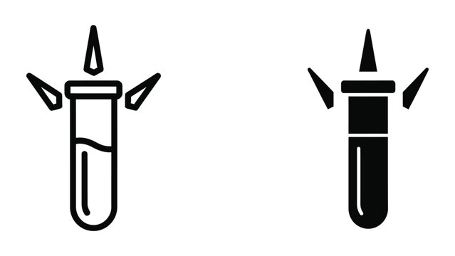Comparison of a standard test tube and a filled black liquid test tube with fins