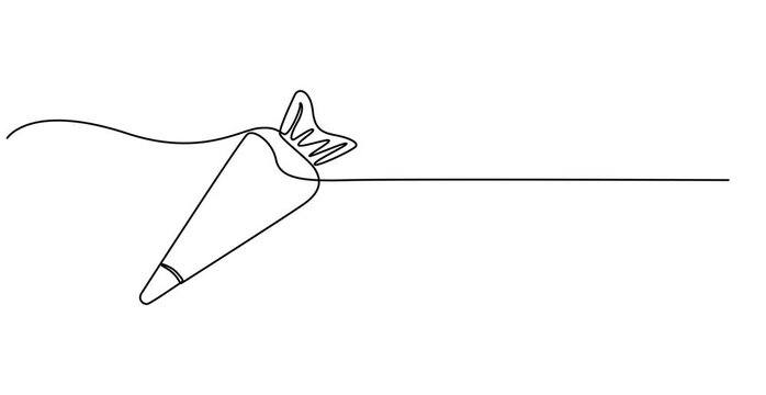 Animated self drawing of  Pastry bag with cream one line art, Continuous one line drawing of pastry bag. animation, Pastry bag colored icon, Pastry bag outline video. 4k 