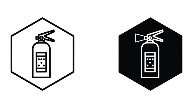Fire extinguisher symbols on contrasting backgrounds for safety awareness