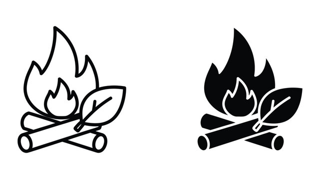 Campfire illustration featuring contrasting line styles for artistic emphasis