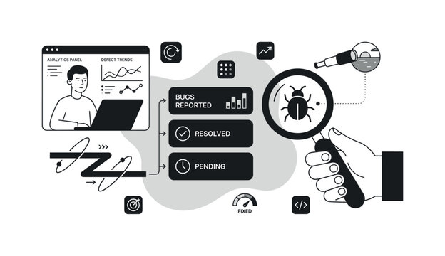 Software bug tracking and analysis process with analytics and resolution stages