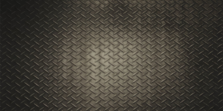 A seamless dark industrial design featuring a sophisticated blend of black leather texture and metallic carbon fiber grid patterns for a modern technology background