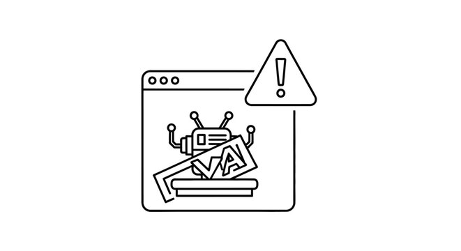 Robot Error Warning Sign Icon.