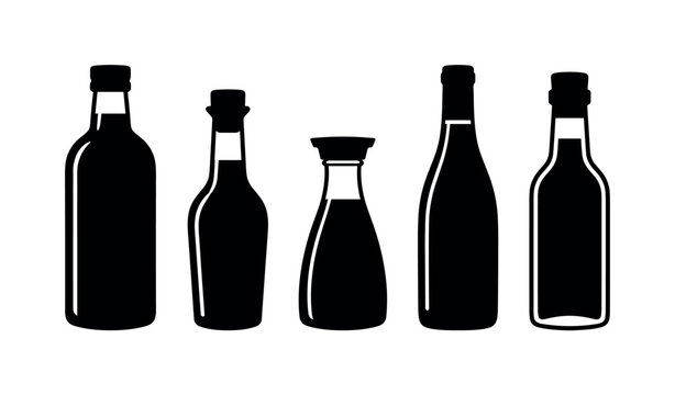 Olive oil bottles tall and round, balsamic vinegar bottle narrow neck, soy sauce bottle with cap, cooking wine bottle shape,