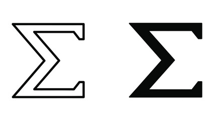 Comparison of a thin and bold sigma symbol in uppercase greek alphabet © MDAROB