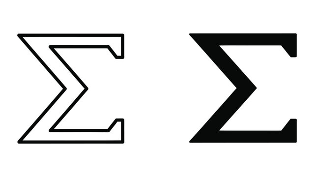 Comparison of a thin and bold sigma symbol in uppercase greek alphabet