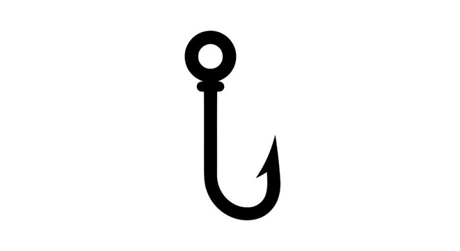 Vector illustration&nbsp;of black silhouette of a fishing hook icon on a transparent background