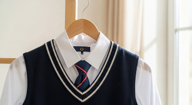 New school uniform on hanger