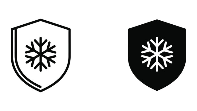 Contrasting shield emblems featuring a snowflake design in different background colors