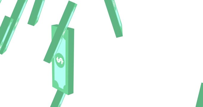 Wad of dollar bills. Stacks of dollar banknotes moving from right to left. Design can be used for your ad, banner of USD money, concept of business success, inflation, rich, lottery. 4K loop video