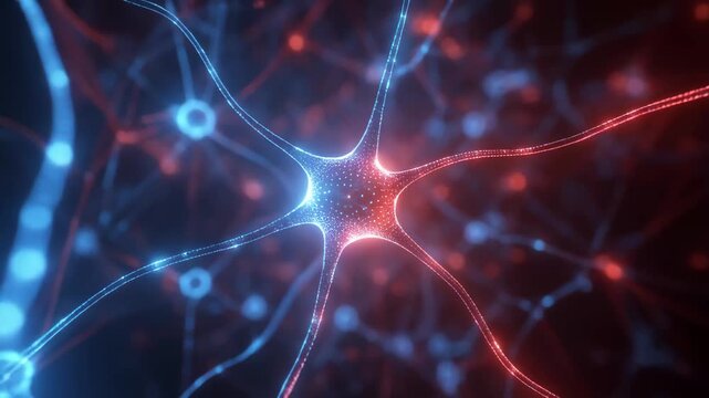 Glowing neural network synapse connection abstract science technology brain communication concept neuron