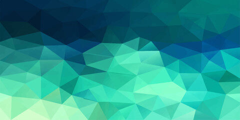 Obraz premium Abstract mosaic of shimmering polygonal forms in vibrant shades of green and blue, creating a dynamic visual texture.