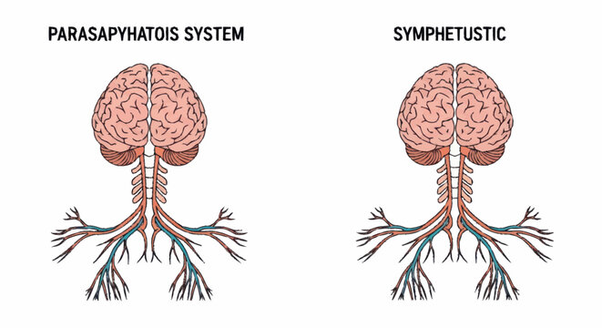 Diagram of the parasympathetic and sympathetic nervous systems.