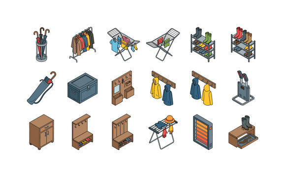 Umbrella stand holder, coat hanger rack, drying rack for clothes, shoe rack for wet boots, umbrella storage bag, rain gear storage