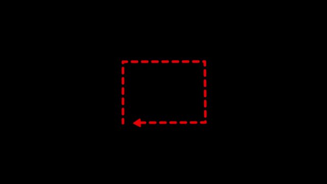 dotted line square shape animation. square arrow, marking concept