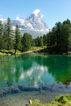 Lago Blu, a small Alpine lake located in Breuil-Cervinia.
