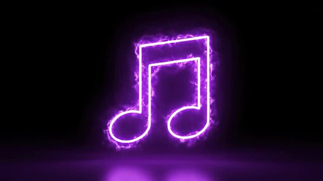 A vibrant glowing purple music note on a dark background, evoking a sense of energy and creativity.