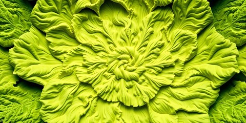 Obraz premium Infinitely repeating cabbage pattern, fractal-like structure, macro, digital art