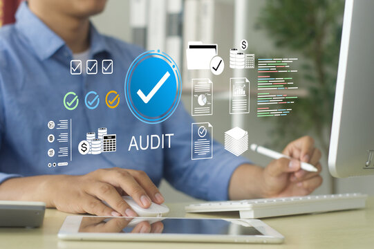 Audit business concept. Compliance with internal organization, financial examination, and evaluation of the financial statement, balance sheet, and cash flow statement