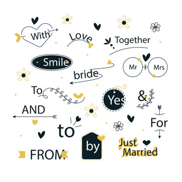Cute calligraphy lettering set with love and from catchwords vector